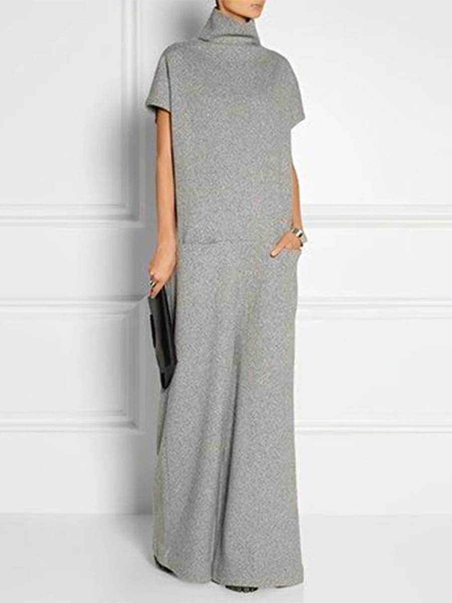 Women Formal Wear Zara - Freeacy sólido cinza feminino vestido casual
