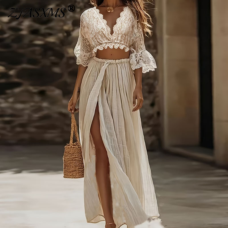 Female Formal Wear - Conjunto Feminino Boêmio de Renda Duas