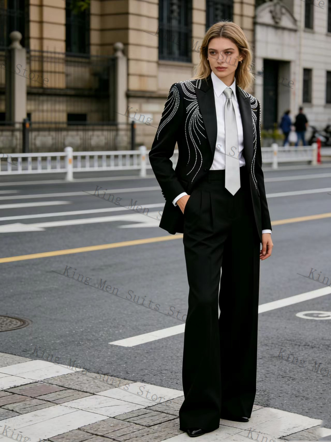 Women Formal Wear Blazer Set - Conjunto de Terno Feminino Preto 2