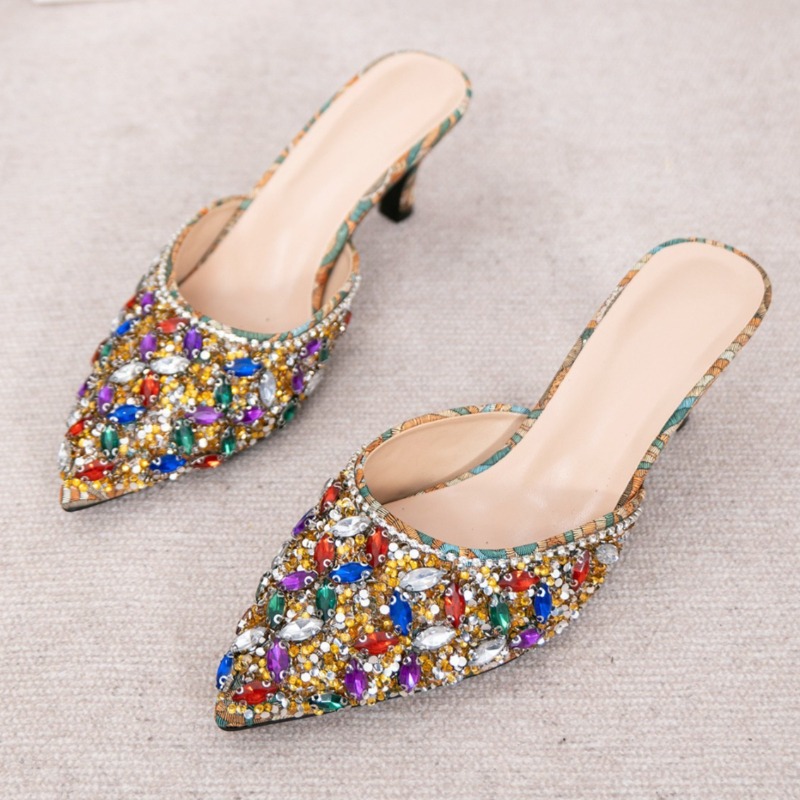 Kitten Heel Women - Luxo strass gatinho salto chinelos feminino