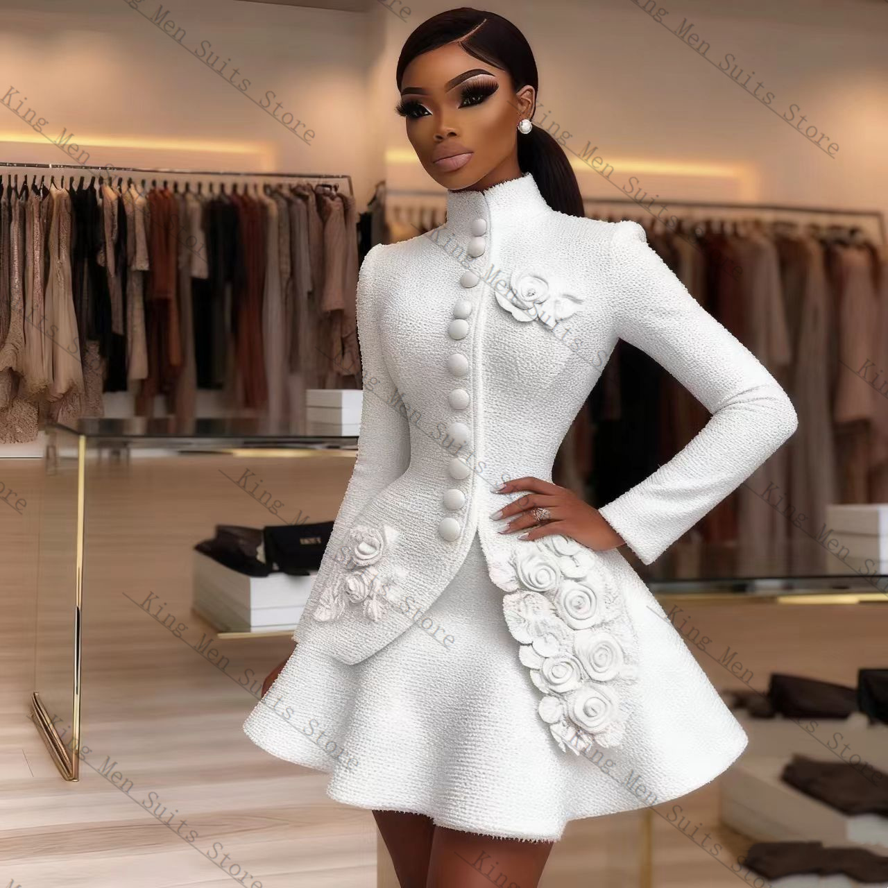 Women Formal Wear Blazer Set - Luxo branco feminino terno conjunto 2