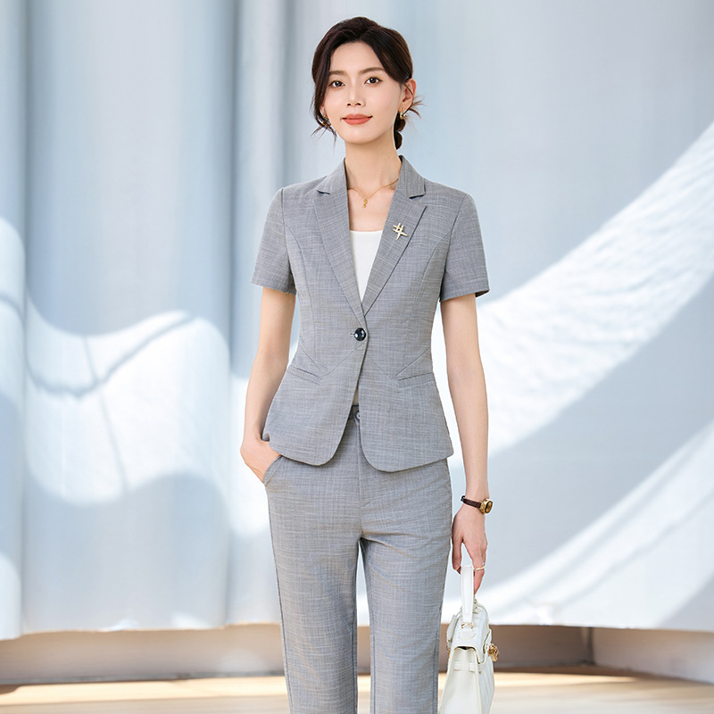 Women Formal Wear For Interview - Conjunto feminino de manga curta para