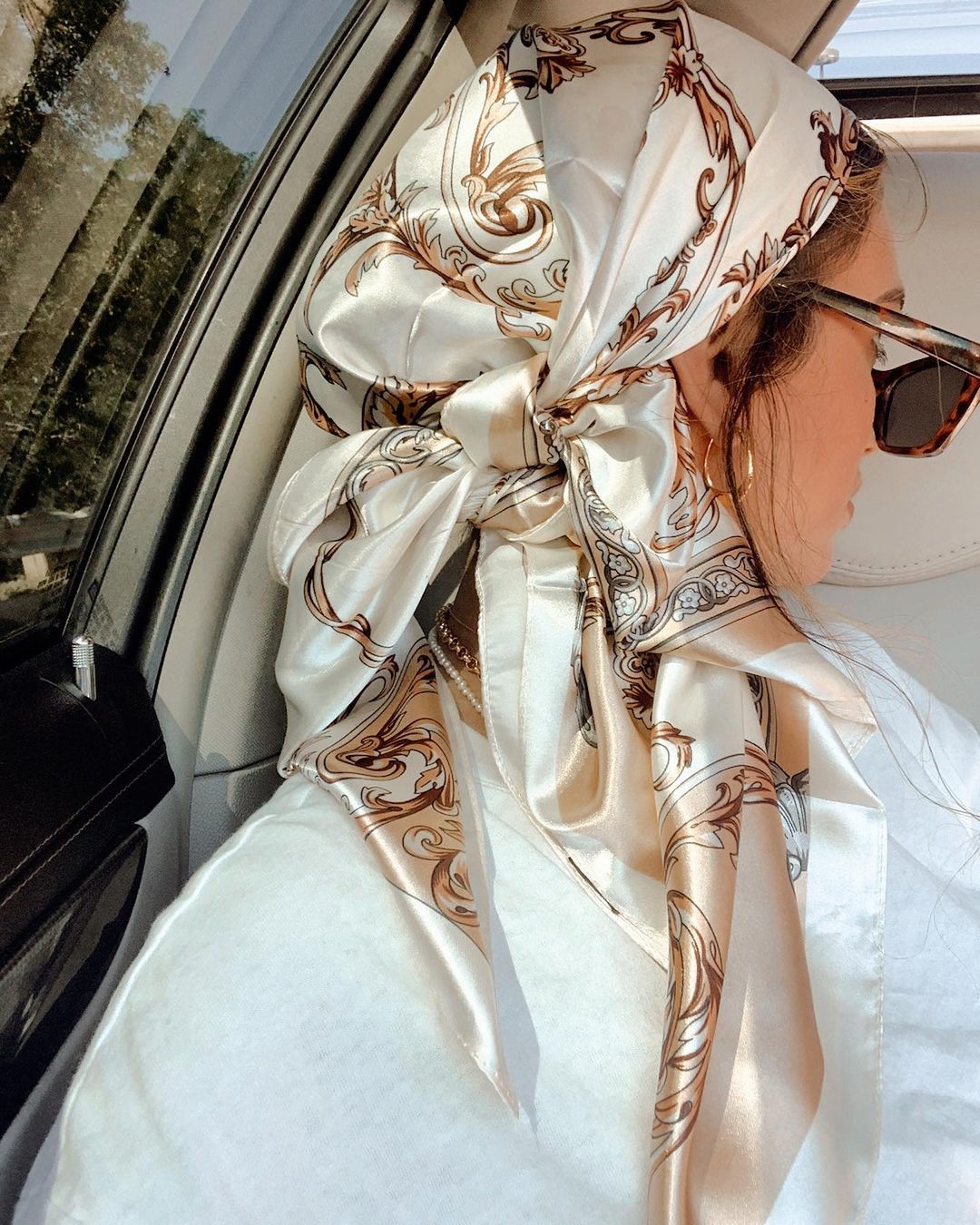 Scarf Silk Neck - Lenço quadrado de cetim feminino muçulmano
