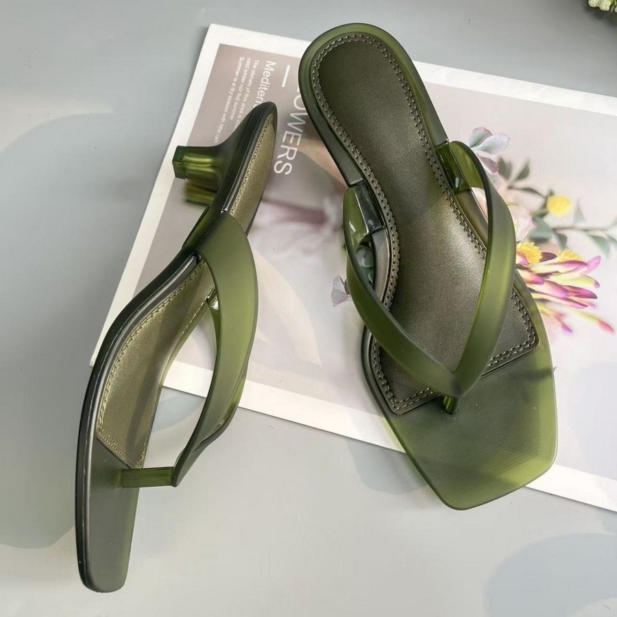 Kitten Heel Women - Sandálias Femininas Coreanas de PVC Verde