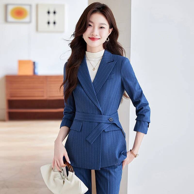 Women Formal Wear For Interview - Alta qualidade tecido elegante listrado formal