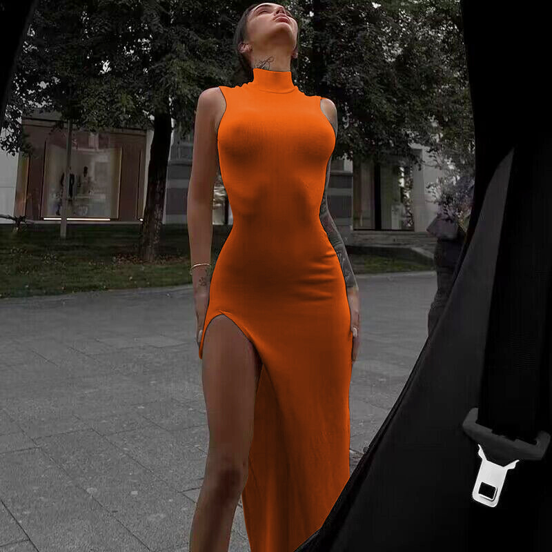 Formal Wear For Women Xl - Y2k sem mangas laranja midi vestidos