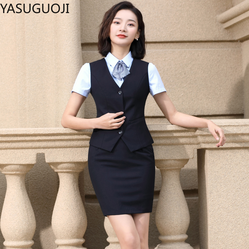 Women Formal Wear For Interview - YASUGUOJI-Colete fino com decote em v