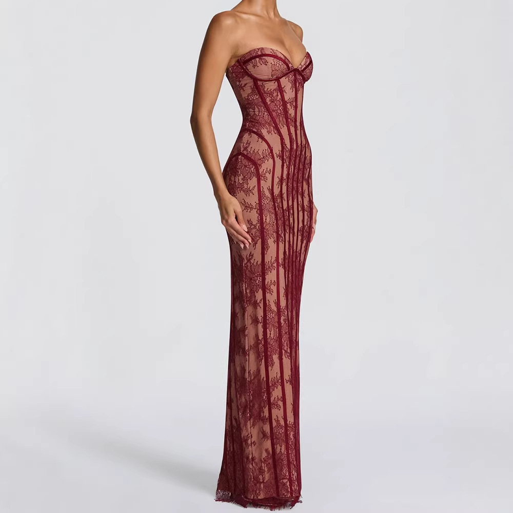 Women Formal Party Wear Dress - Vestido Maxi Bodycon Sem Alças para