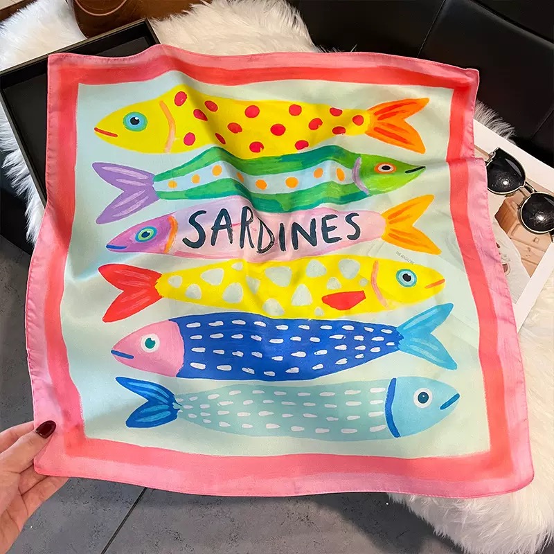 Scarf Silk Neck - Lenços de Seda Quadrados com Estampa