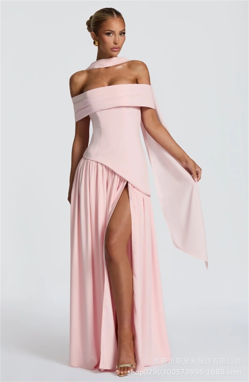 Vestido de Baile Rosa Feminino - Women Formal Party Wear Dress avaliação e preço