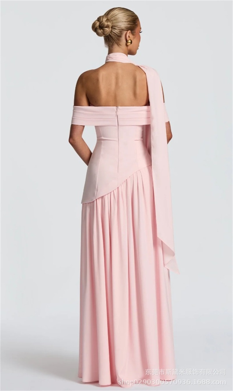 Vestido de Baile Rosa Feminino - Women Formal Party Wear Dress avaliação e preço