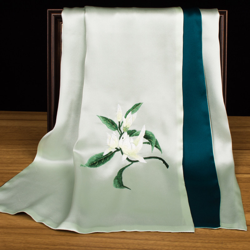 Lenço de Seda Pura com Bordado - Scarf Silk Neck avaliação e preço