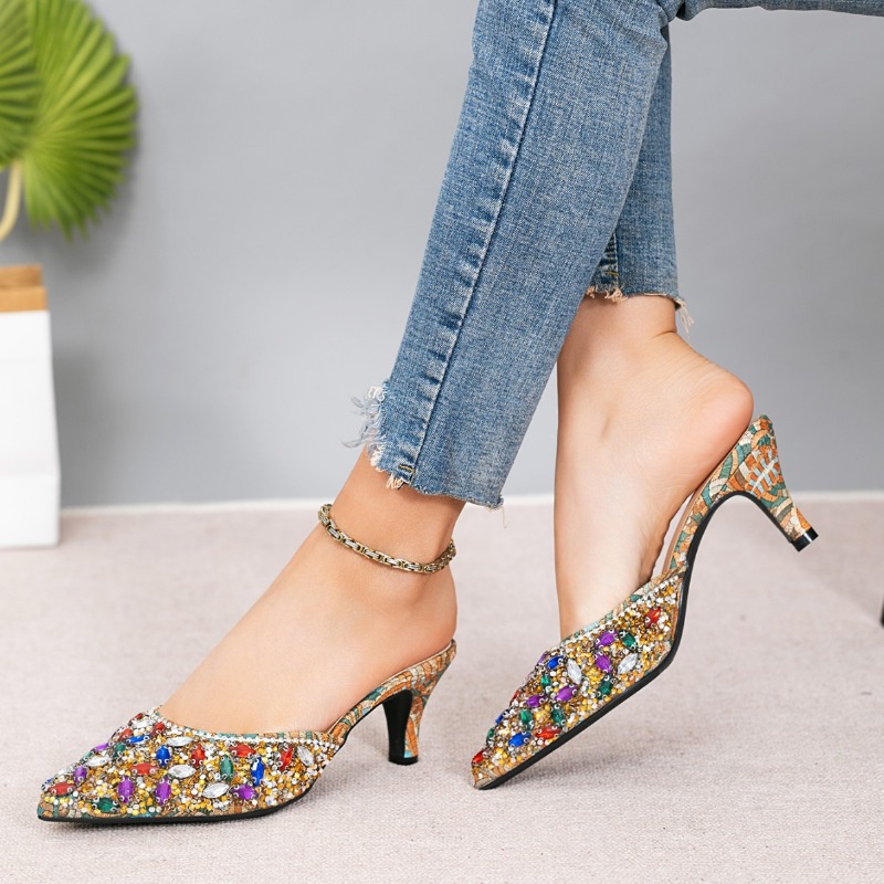 Luxo strass gatinho salto chin - Kitten Heel Women avaliação e preço
