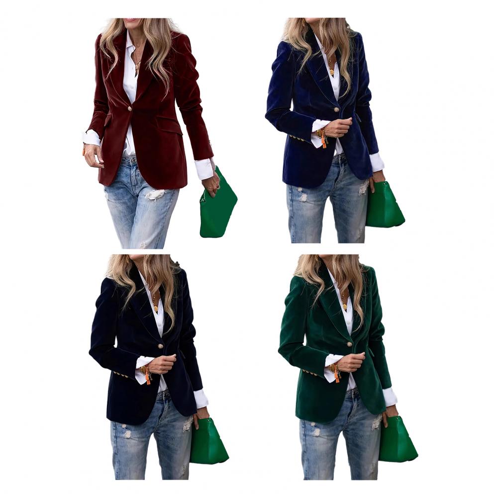 Blazer Feminino de Veludo Tama - Women'S Office Formal Wear For Ladies avaliação e preço