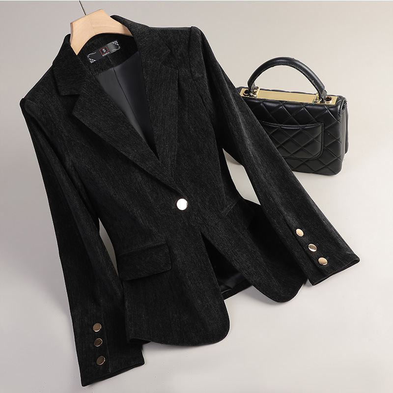 Blazer de Veludo Amarelo para  - Women'S Office Formal Wear For Ladies avaliação e preço