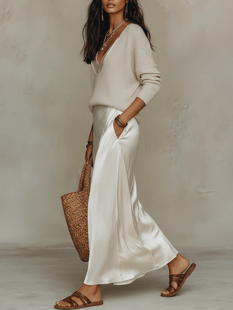 Vestido Maxi de Cetim Chic par - Female Formal Wear avaliação e preço