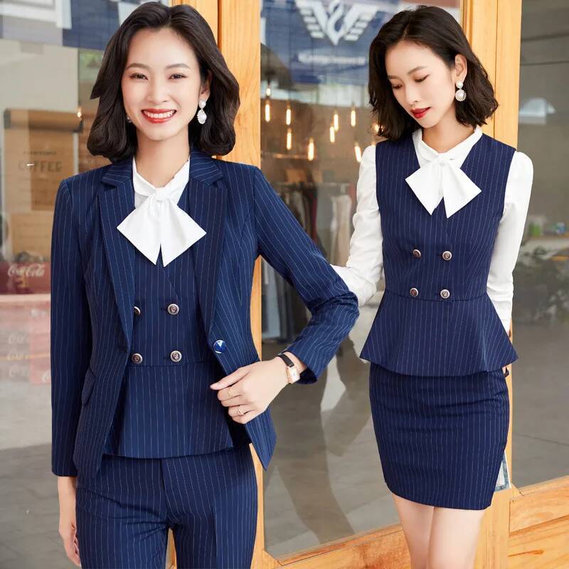 Moda listrado formal ternos de - Women Formal Wear For Interview avaliação e preço
