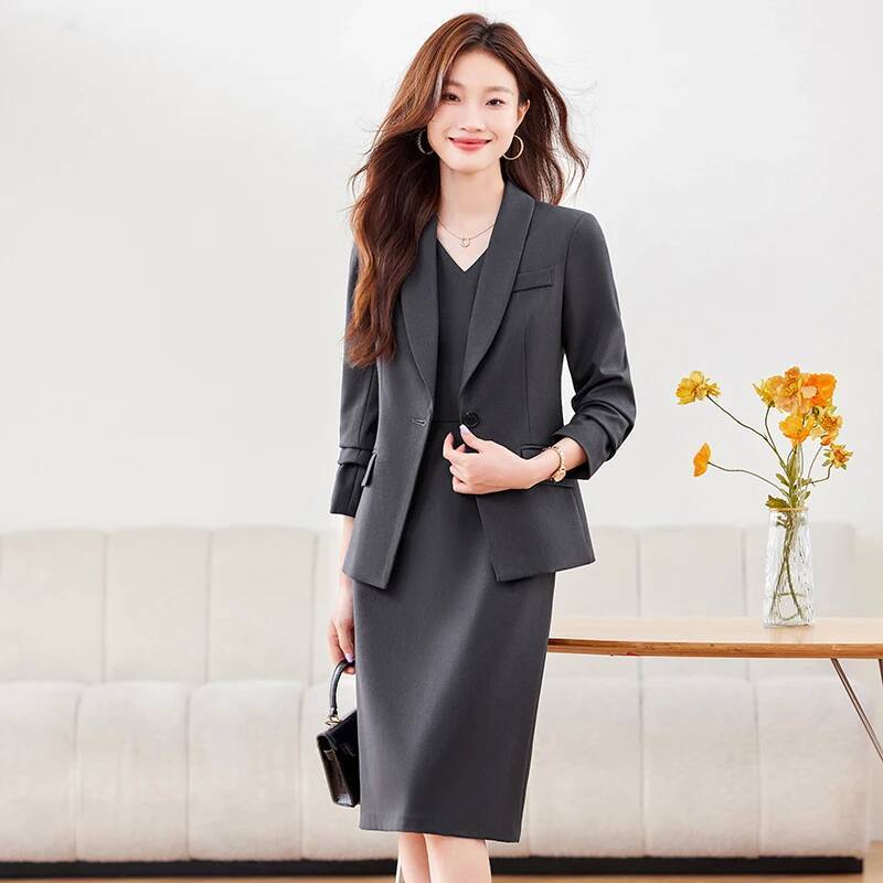 Ternos de negócios femininos d - Women Formal Wear Blazer Set avaliação e preço