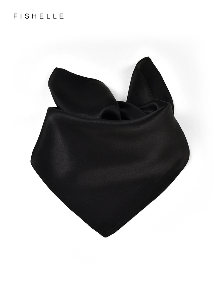Cor sólida preto lenço de seda - Scarf Silk Neck avaliação e preço