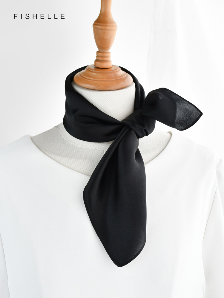 Cor sólida preto lenço de seda - Scarf Silk Neck avaliação e preço